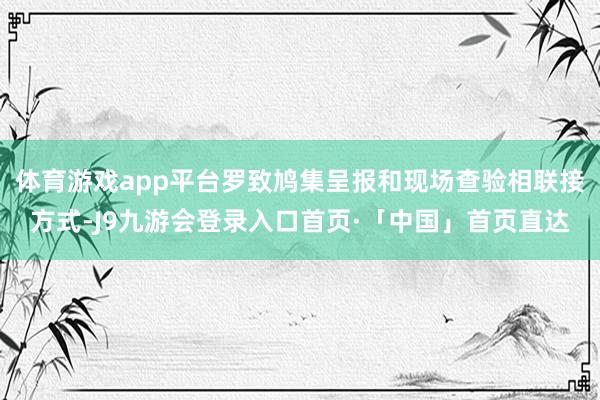 体育游戏app平台罗致鸠集呈报和现场查验相联接方式-J9九游会登录入口首页·「中国」首页直达